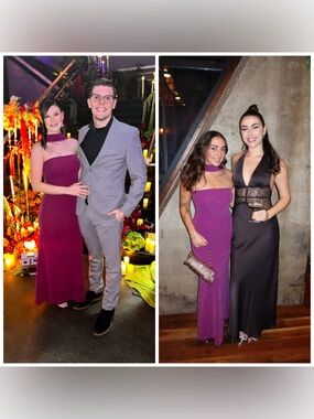 Delfi Collective Mica Maxi Dress Bodycon Purple Glitter Sparkly Medium Stretchy